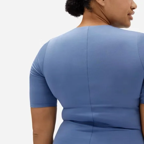 Everlane The Short-Sleeve Crew Neck Bodysuit Blue size XS NWT - Picture 5 of 7